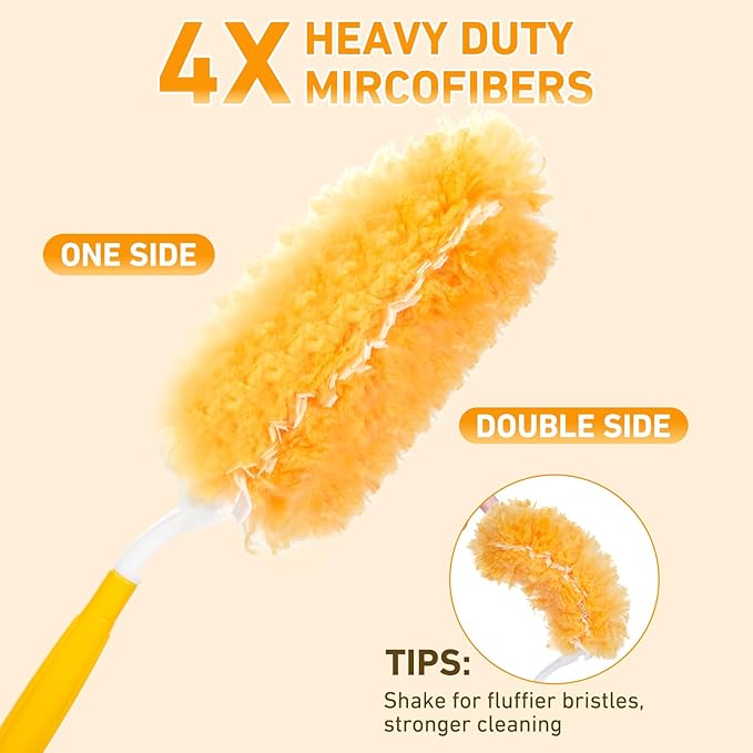 360° Duster Refills Kit for Swiffer Duster 25 Pack &amp 1 Handle Multi-Surface Dusters with 4X Microfibers. Efficient Duster Kit for Cleaning Pet Hair Home Office Blinds Furniture and More