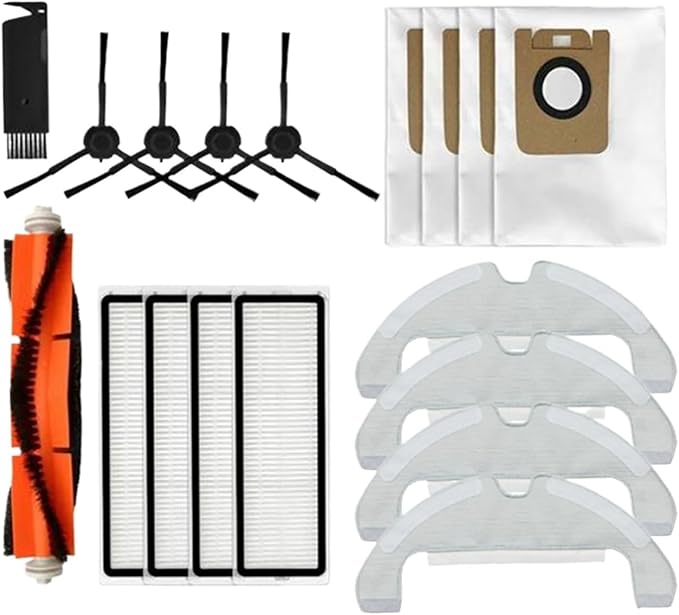 18PCS Accessories Kit Compatible for Dreame D10S Plus / RLS6AD Robot Vacuum Cleaner Main Side Brushes Filter Mop Cloth Dust Bags