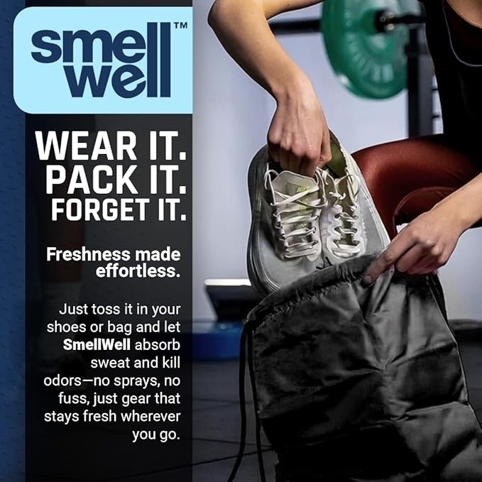 SmellWell Freshener Bag XL – Black | Shoe Bags for Travel Golf Shoe Bag &amp Cleat Bag with Activated Bamboo Charcoal | Odor Eliminating &amp Moisture Absorbing Shoebag
