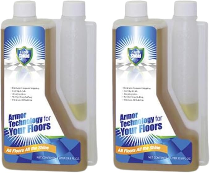 UltraShield Burnishing Formula – Super High Gloss Flooring Protection &amp Enhancement For Commercial and Industrial Floor Tile Wet Look Shine Non Slip Janitorial Supplies (2 x 1 Liter Pack)