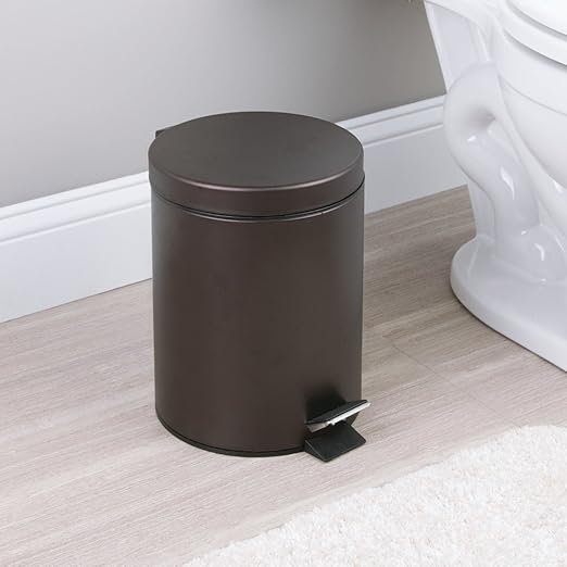 Rocky Mountain Goods Small Trash Can with Step Lid - 1.85 Gallon - Trash can for bathroom bedroom office - Heavy duty metal - Foot pedal opening - Removable inside pail with handle (Venetian Bronze)