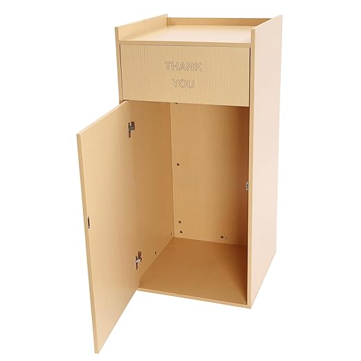 TFCFL Wooden Trash Can with Tray TopCommercial Trash Can Cabinet and Garbage ReceptacleCommercial Grade Rubbish Bin for Office Cafeteria Restaurant (Wood Color)