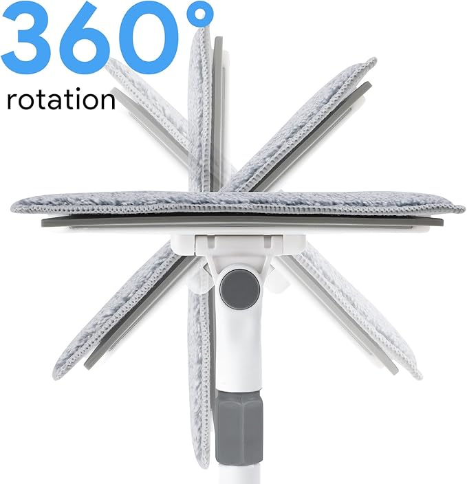 Baseboard Cleaner Tool with Handle DELUX Baseboard Cleaner with Extendable Long Handle 4 Reusable Cleaning Pads Wall Cleaner for Baseboards Cleaning Ceiling Wall Floor Shower Bathroom Kitchen