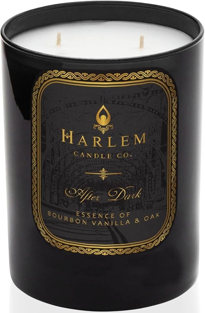 HARLEM CANDLE CO. After Dark - Luxury Scented Soy Candle 11 oz - 80-Hour Burn Time | Bergamot Saffron Bourbon Vanilla Oak | Scented Candles for Home
