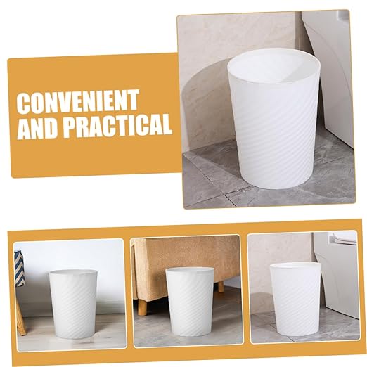 VICASKY Plastic Trash Can Wastebasket No Lid Sturdy Household Garbage Container for Bathroom Office Bedroom White Compact Trash Container with Large Open Design for Easy Disposal