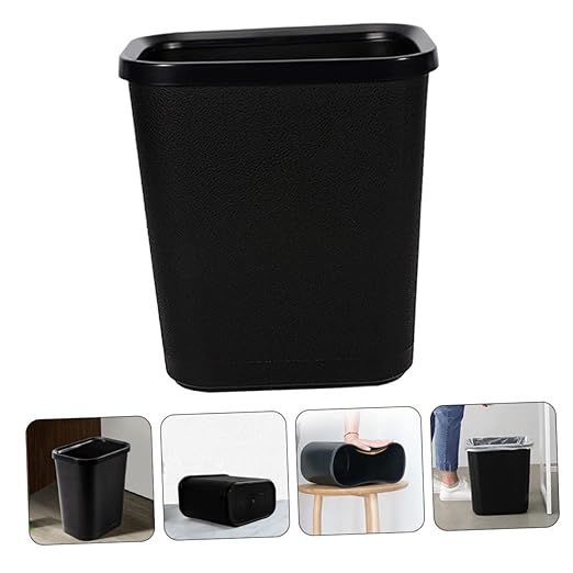 Slim Plastic Rubbish Container for Office Kitchen and Bathroom Practical Trash Storage Can with Stable Base for Compact Spaces Multi-Purpose Wastebasket