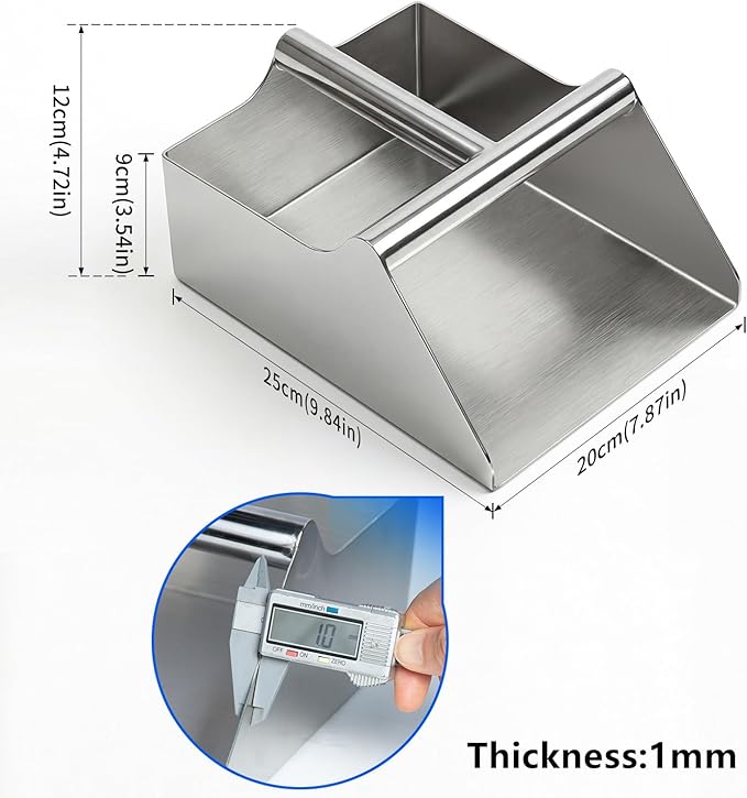 304 Stainless Steel Grain Scoop 120oz Heavy Duty Feed Shovel 8-inch Wide High-Capacity for Feed Livestock Poultry Pet Food and Bird Seed Comfortable Grip Handle Easy to Clean