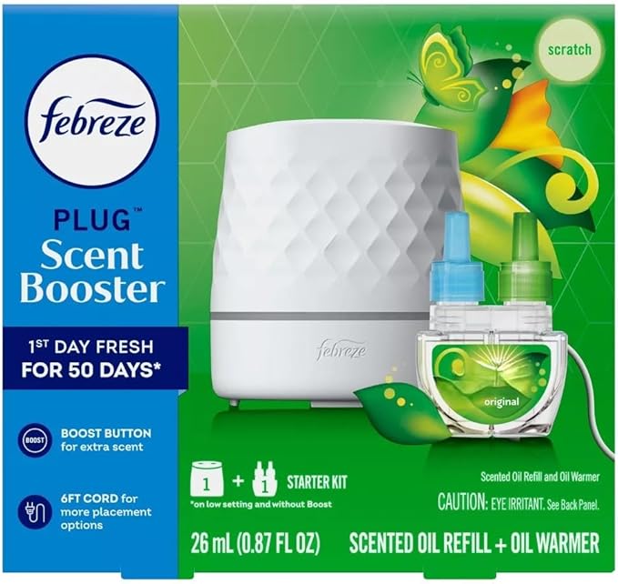 Febrez.e Plug Scent Booster Starter Kit (1) Booster and (1) 0.87 fl oz Refill (Original)