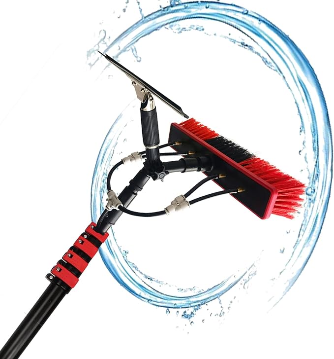 Glass Cleaning Brush Home Water Fed Telescopic Pole Kit Solar Panel Brush Rotating for Photovoltaic PanelSolar Panel Cleaning Brush with Extension Pole Window Cleaning Pole Water Hose Fed