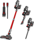 Vacuum Cleaners for Home - Cordless Stick Vacuum Cleaner Lightweight High Power Vac for Pet Hair Carpet Hardwood Floor Handheld Portable Wireless Rechargeable Battery Household VacRed