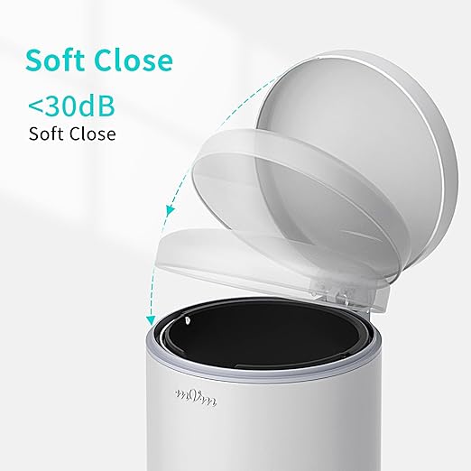 mVm Bathroom Garbage Can3.2 Gallon/12 Lliter Round Stainless Steel Trash CanStep Small Trash Can with Lid and Foot PedalSoft-CloseAnti-Fingerprint.for BathroomBedroomOfficeLiving Room(Gray)