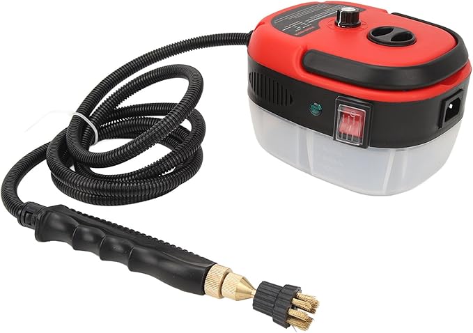 Portable Handheld Steam CleanerHigh Temperature High Pressure Steam Cleaner with Brush HeadsABS Portable Car Steamer Durable and Reliable for Kitchen Furniture Bathroom Car (Red)