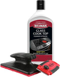 Weiman Glass &amp Ceramic Cooktop Stove Top &amp Oven Cleaner Kit – Kitchen Cleaner Cream 3 Scrubbing Pads &amp Scraper for Burnt-On Food &amp Grease Clean Shine - Safe for Induction Electric