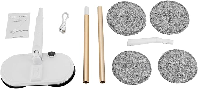 Cordless MopElectric MopsElectric Spin Floor MopHardwood Floor Cleaner MachinePower Mops with 4 PadsFloor Scrubber with Dual Spinning Heads for TileLaminate 60 Mins Runtime 2600mAh Battery