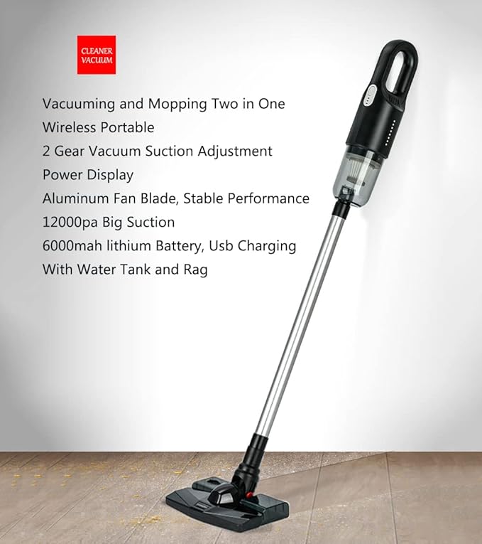 Cordless Wet Dry Vacuum Cleaner and Mop All in One Mop and Vacuum Cleaner in One Light Weight Powerful Stick Vacuum Cleaner Rechargeable Upright Vacuum Cleaner for Home Hard Floor Pet Hair