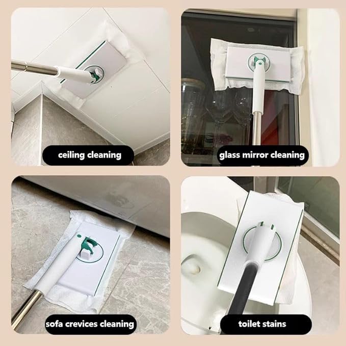 Clip Wet Wipes Mop Fast Drying 1 Set Automatic Cloth Changing Mini Mop Portable Wet Dry Mops No-Touch Design for Home Apartment Kitchen Bathroom