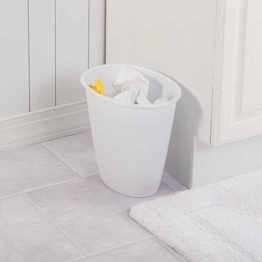 Sterilite 1.5 Gallon Oval Vanity Wastebasket Small Open Top Trash Can for the Bathroom Bedroom Dorm Room or Office Plastic White 12-Pack