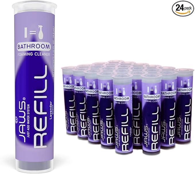 JAWS Foaming Bathroom Cleaner Refill Pods. Box of 24. Refillable Cleaning Supplies.