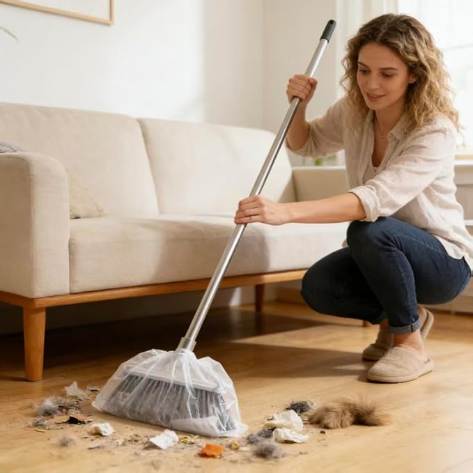 Disposable Broom Covers 300-Piece Disposable Broom Dusting Covers Lock in Pet Hair &amp Dust Easy On/Off for Standard Brooms and Dustpans Keep Hands Clean No-Wash Lazy Cleaning Tool (300pcs)