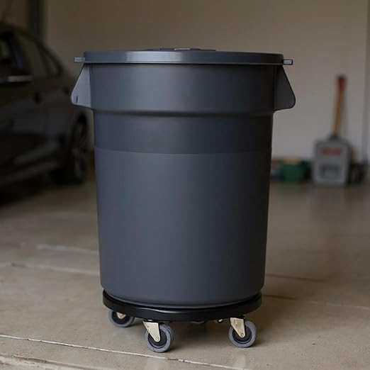 32 Gallon Outdoor Trash Can with Lid and Wheel Rolling Trash Can with Removable Wheels Commercial Trash Cans Outdoor Garbage Can for Kitchen Garage Backyard and Patio（2 Pack）