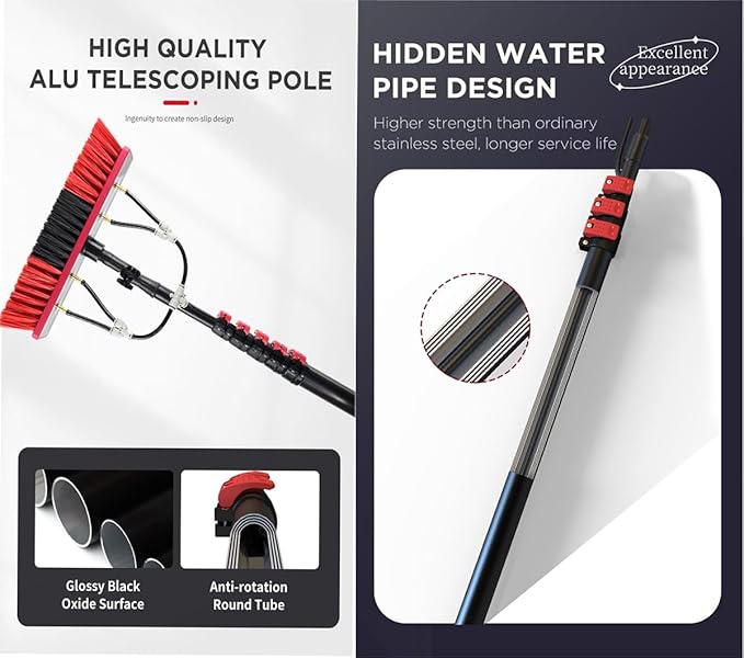 Solar Panel Window Cleaner Brush and Pole Kit12ft-36ft 3-in-1 Outdoor Water Fed Extendable Brush - Perfect for Cleaning Photovoltaic Panels Cars Windows