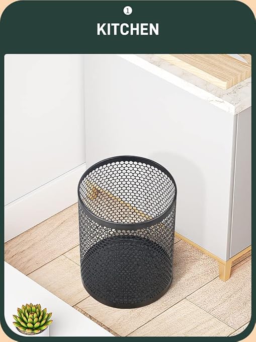 Mesh Wastebasket Round Mesh Stainless Steel Wastebasket Trash Can Recycling Bin for Home Office Bathroom Bedroom &amp Kitchen 3.5 Gallon / 12L 11 H x 10 D Garbage Can -Rainbow Color