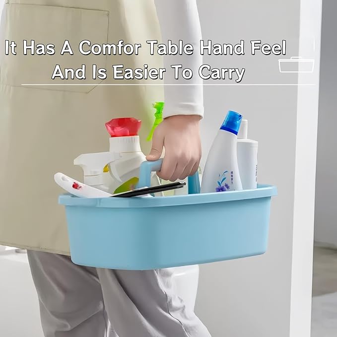 Large Cleaning Caddy Portable Shower Basket Supply Organizer with HandlePlastic Bucket Tool Storagefor BathroomBedroomKitchenUnder Sink Storage (blue)