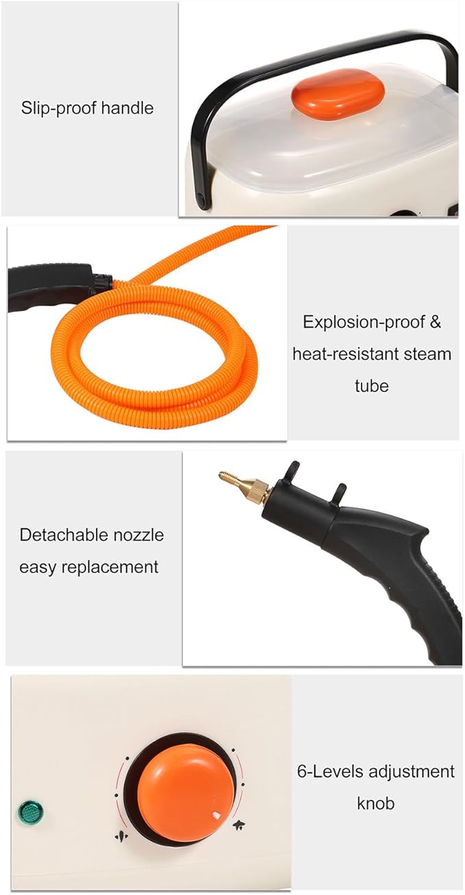 High Temperature and High Pressure Steam Cleaner Automatic Water Absorption Handheld Steam Machine for Interior Decoration Car Kitchen CarpetOff-White