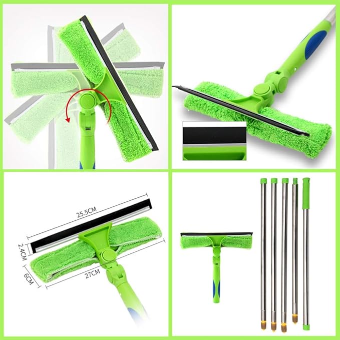 Telescopic Window Cleaner 2.9m/3.9m Cleaning Kit with Extension Pole High Altitude Glass Cleaning Microfiber Feather Duster/3.9m (3.9m)