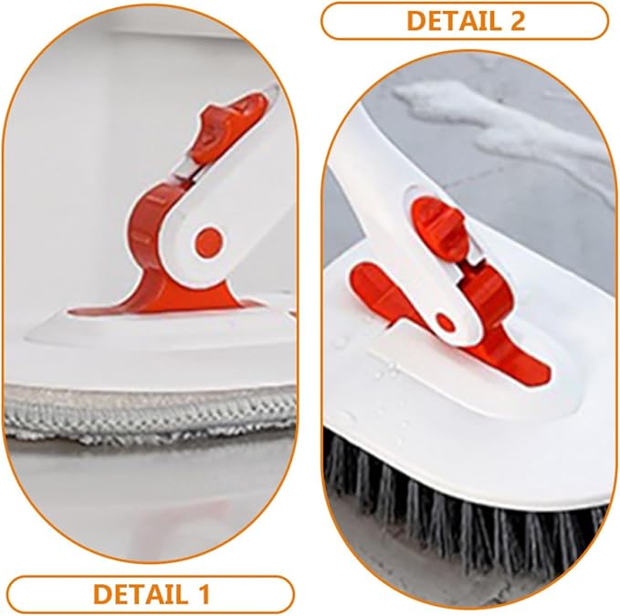 Bathroom Floor Scrubber Brush Set with 3-Section Telescopic Handle Stiff Bristle Tile and Grout Scrub Brush Fiberglass Cloth with Base and Cleaning Sponge for Indoor Shower