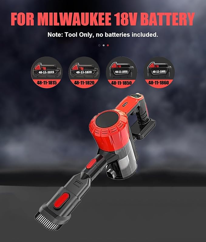 Vacuum Cleaner for Home for Milwaukee 18V Battery 48-11-1850 30KPA 6in1 Cleaner for Home with Wall Bracket Stick Vacuum Cleaner for Hard Floor Car Pet Hair Cleaning (NOT Included Battery)