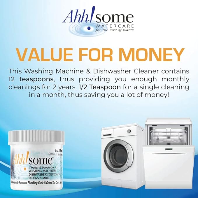 2 in 1 Washing Machine/Dishwasher Bio Cleaner &amp Deodorizer Gel 24 Cleanings in a single container Septic Safe Formula to clean inside out of Front End Top End HE Washing Machines and Dishwashe