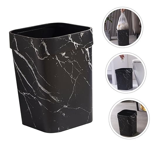 Happyyami Marble Trash Can Decorative Garbage Container for Home Office Bathroom Stylish Non Slip Waste Basket Compact Versatile Design for Kitchen Living Bedroom