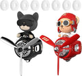 2Pcs Car Air Fresheners Cute Bear Pilot Automotive Air Outlet Creative Car Perfume Diffuser Automotive Accessories Air Vent Decoration with 8 Fragrant Tablets (Black 2+Red 1)