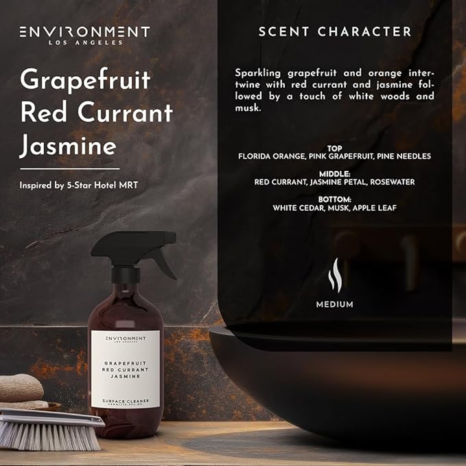 ENVIRONMENT Inspired by 5-Star Resort MRT Surface Cleaner 16oz Luxury Surface Cleaner (Grapefruit | Red Currant | Jasmine) Home Essentials Scented Cleaning Products Vegan &amp Cruelty-Free