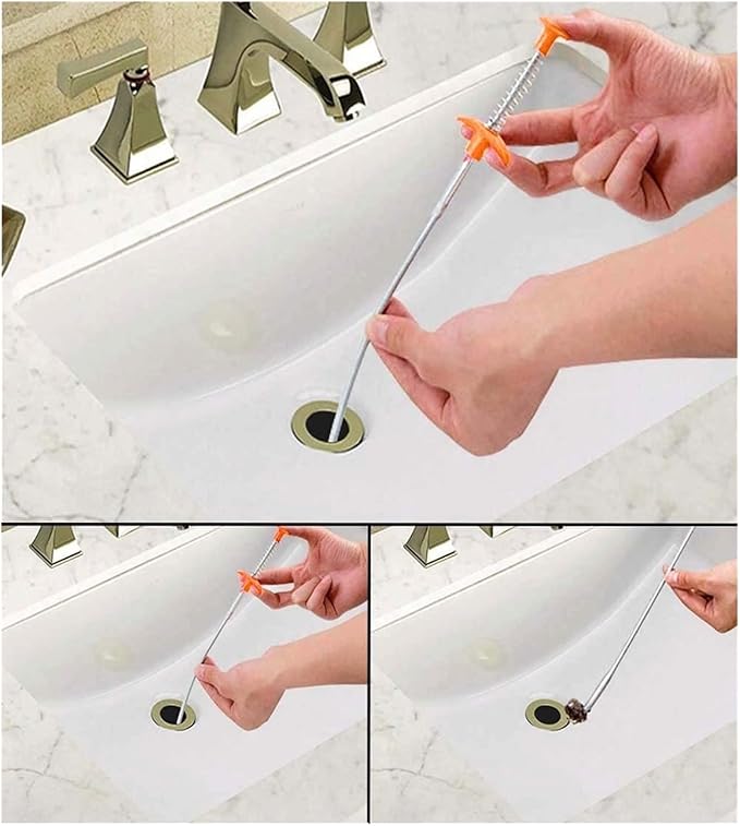 Spring Pipe Dredging Tool -60-250 Cm Drain Dredger Clog Tool for Kitchen Sink Sewer Cleaning Hook Tool (Color : 160cm -63inch)
