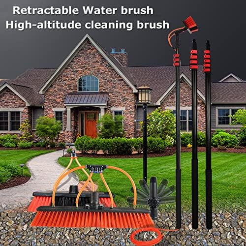 Cleaning Brush Window Cleaning Brush Equipment 3.6-12M Cleaner KitWater/Hose Fed Pole CleanerShower with Extension PoleTelescopic Window Washing Equipment30Cmbrush-12Ft/3.6M