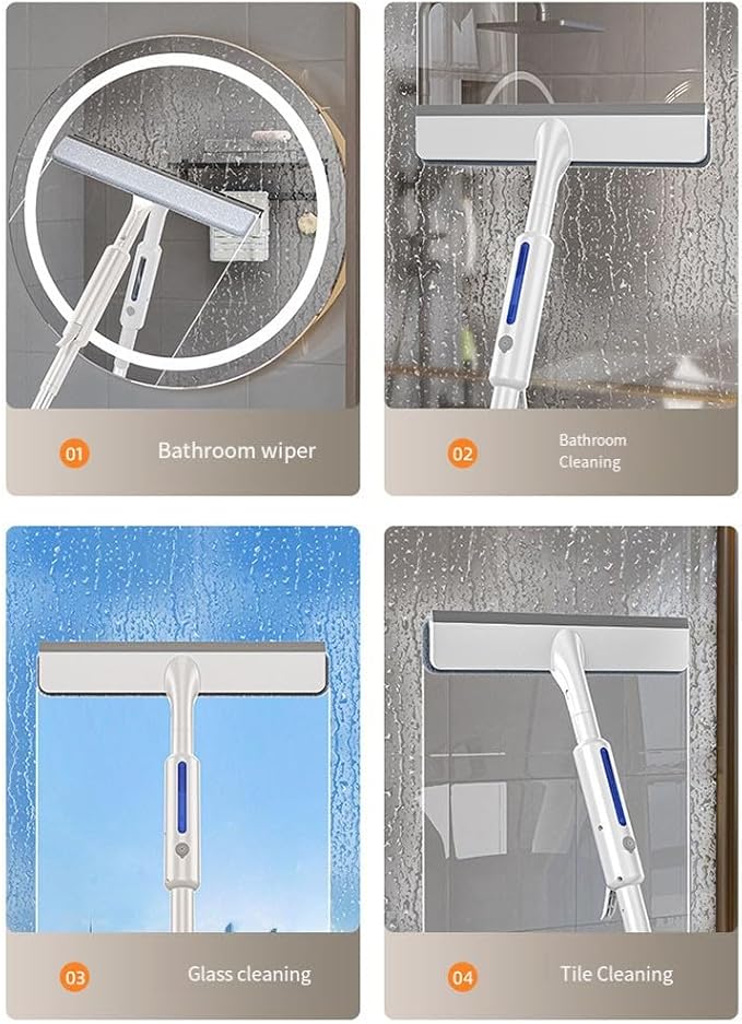 Telescopic Double Sided Window Cleaner with Spray Function and Scraper Glass Doors and Shower Screens