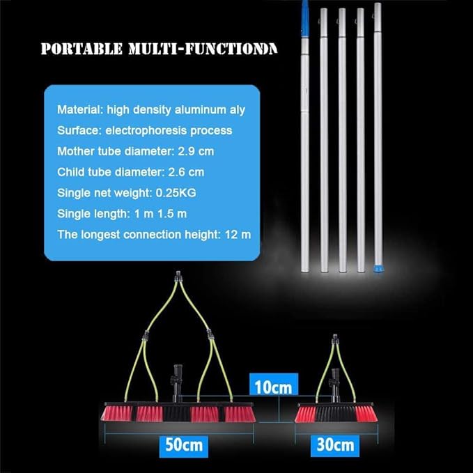 Waterfed Telescopic Pole Window Cleaning Window Cleaning Brush Equipment Cleaning Photovoltaic and Solar Panels/Free Positioning Height/More Convenient/Safer7 M