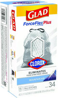 Glad 6030447 13 gal Force Flex Plus Mountain Air Scent Tall Kitchen Drawstring Bags - Case of 34 - Pack of 6