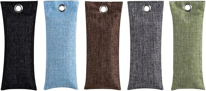 10PCS Activated Bamboo Charcoal Air Purifying Bag Air Freshener Bag Moisture Absorber for Refrigerator Home Car Black