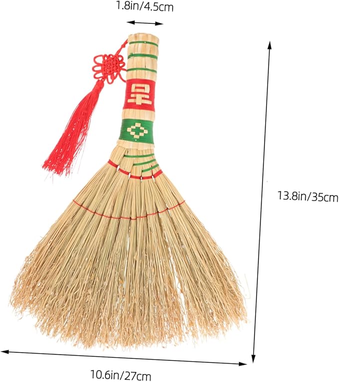 FRCOLOR Household Bed Broom Traditional Chinese Style Cleaning Brush for Sofa and Bed Portable Dust Sweeper for Home Kitchen and Office Use
