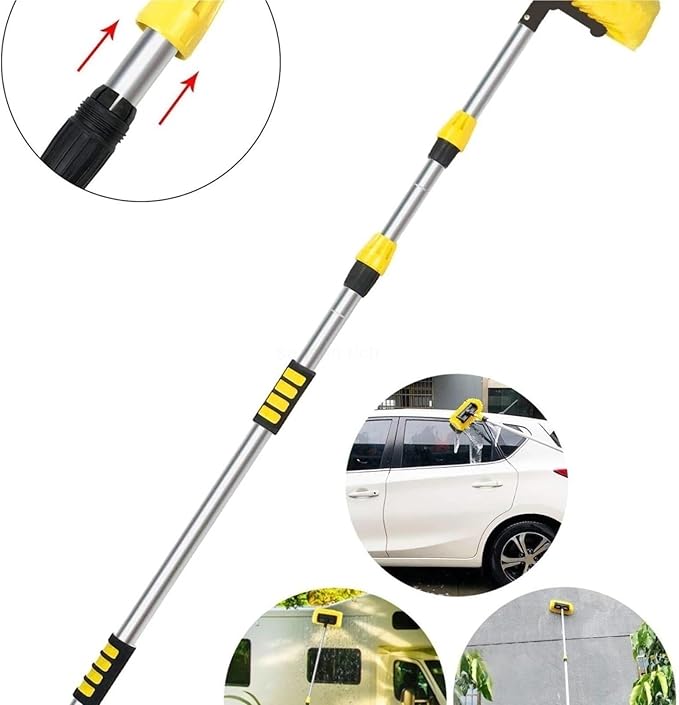 Solar Panel Cleaning Brush 2pcs Automatic Telescopic Long Pole Water Spray Brush Car Windshield Window Cleaner S Cleaning ToolWater Fed Pole(Yellow)