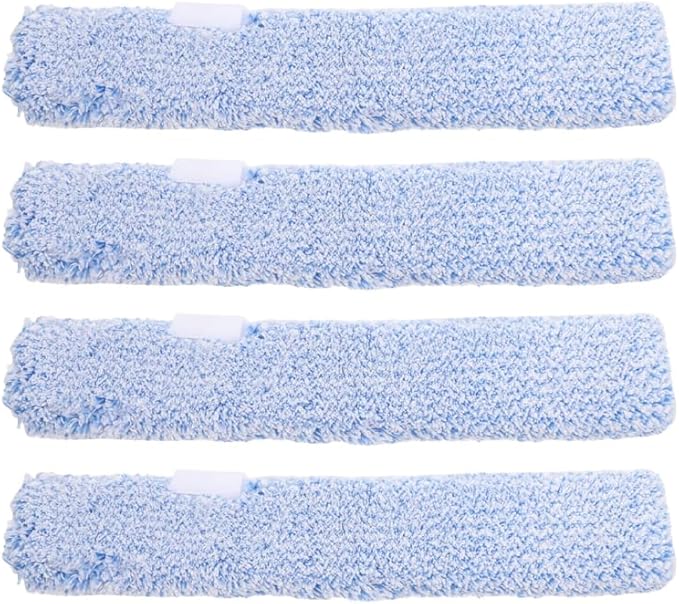 OUNONA Replacement Window Scrubber Pads 4-Pack Reusable Microfiber Cleaning Sleeves for Glass Windows Bathroom Mirrors and Tabletops 14.17X2.75X2.75 Inches