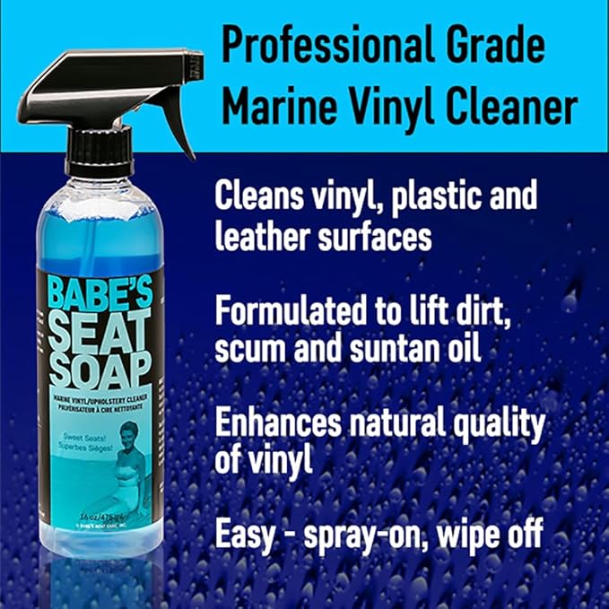 Babe’s Seat Soap – Marine Vinyl Plastic &amp Leather Cleaner for Boat Seats – Cleans Conditions &amp Protects Upholstery from Suntan Oil &amp Dirt