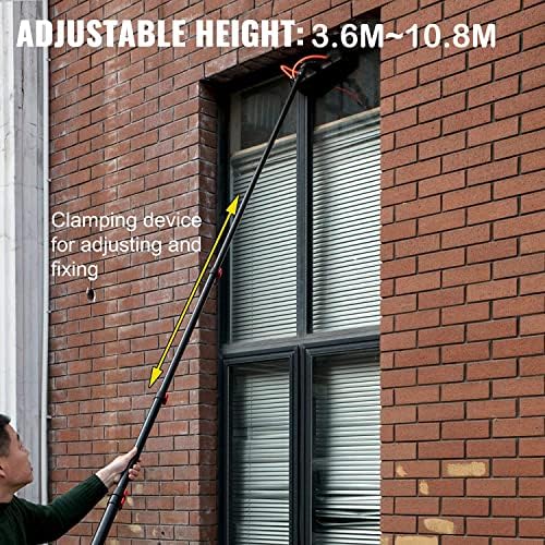 Glass Cleaning Brush Home Water Fed Telescopic Pole Kit Solar Panel Brush Rotating for Photovoltaic Panel3.6-10.8M Window Cleaning Pole Water Fed Pole Kit Telescopic Brush Extendable Window