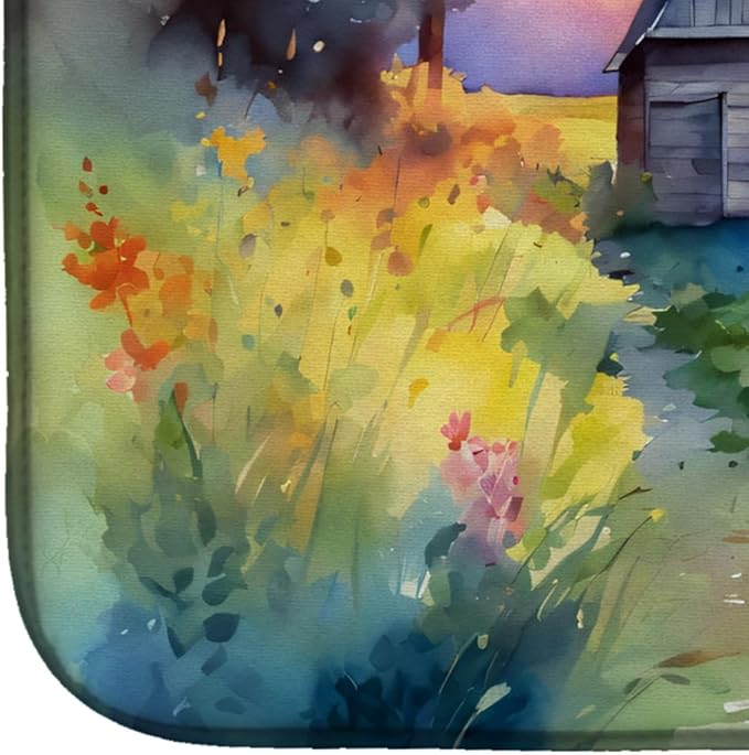 Caroline's Treasures DAC1679DDM Montana Bitterroot in Watercolor Dish Drying Mat Absorbent Dish Drying Mat Pad for Kitchen Counter Dish Drainer Mat for Countertop 14 x 21 Multicolor