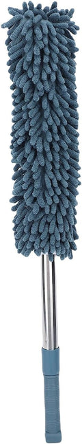 Telescopic Duster with electrostatic adsorption Soft 60 to 80 cm Washable with Flexible Corner Brushes for Easy dust Removal (Navy Blue)