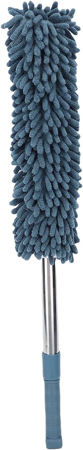 Telescopic Duster with electrostatic adsorption Soft 60 to 80 cm Washable with Flexible Corner Brushes for Easy dust Removal (Navy Blue)