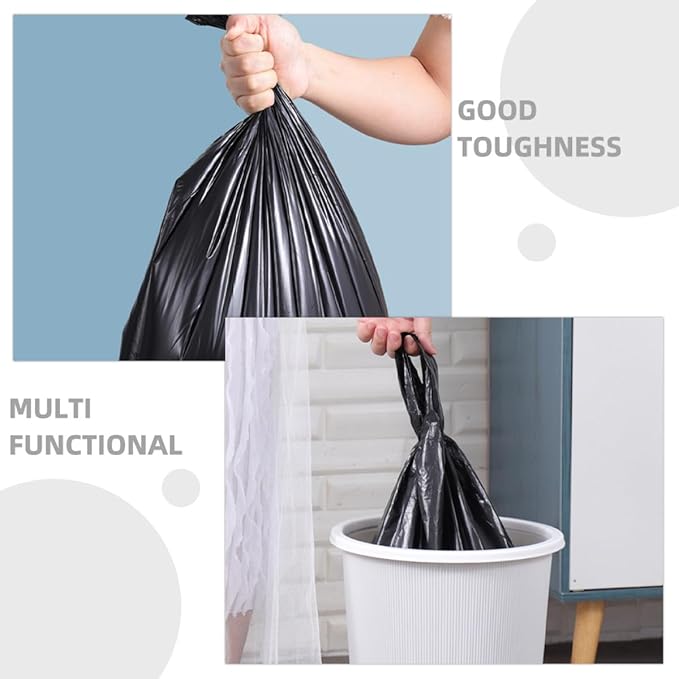 5x31cm 200pcs Black Plastic Trash Bags Thickened Garbage Bags for Kitchen and Bathroom Household Use with Handles